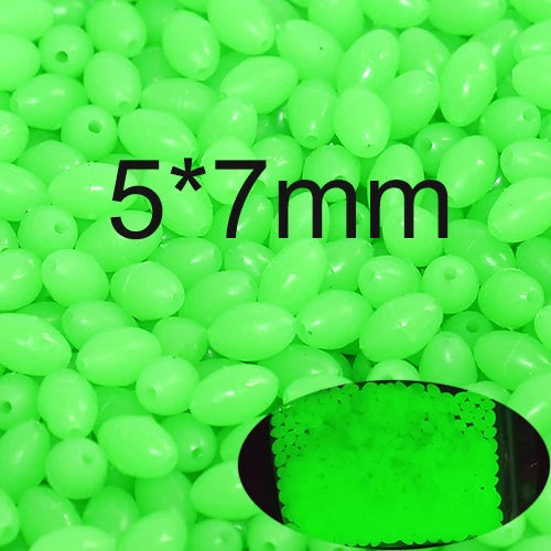INFOF 100-500pcs/lot Soft Egg Beads Fishing Stop Luminous Oval Rubber Stopper Night Fly Fishing Accessories pesca