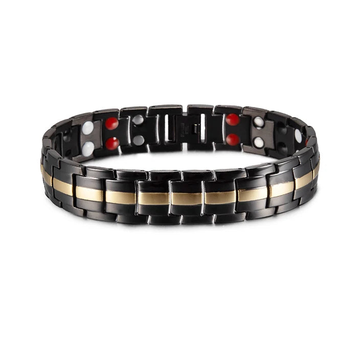 Black Bracelet Men Hand Chain Waterproof Health Germanium Magnetic Therapy Bracelet Male Benefits Stainless Steel Bracelets Mens