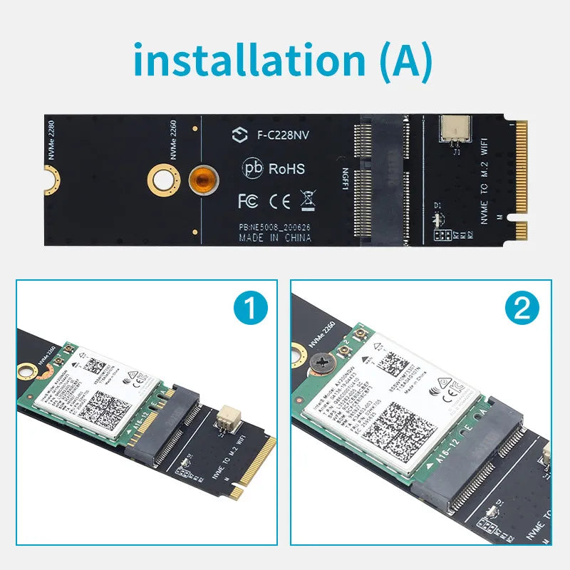Wireless M.2 A+E Key Slot To M.2 M Wifi Bluetooth Adapter For Intel AX200 9260 bcm94352Z Card NVMe PCI - Visuel 3 | SAMAG