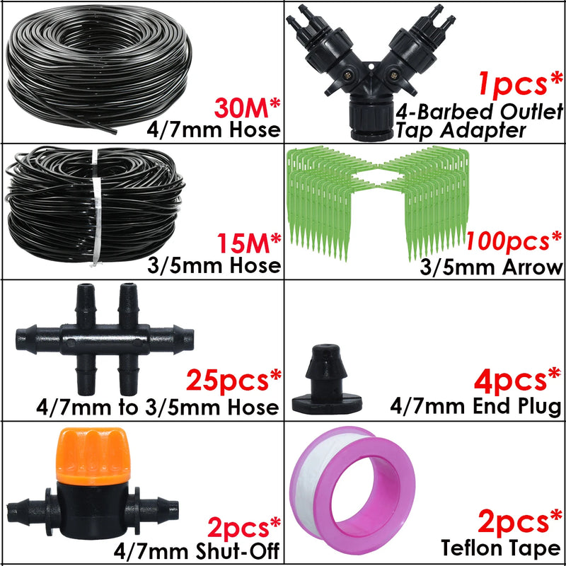 KESLA Garden Automatic Watering Irrigation Kit Elbow Emitter Drip System 4/7MM to 3/5MM Hose for Bonsai Potted Flower Greenhouse