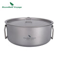 Boundless Voyage 2L 5L Big Capacity Soup Pot Titanium Camping Pot with Lid Folding Handle for Hiking Picnic Outdoor Cooking Pot