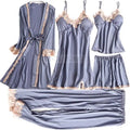 Pajama Set Women Lace Trim Satin Sleepwear Pyjamas | SAMAG
