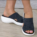 Summer Women Slippers Casual Mesh Open Toe Wedge Slip-On Platform Solid Color Ladies Slides Soft Beach Shoes for Women 2021 New