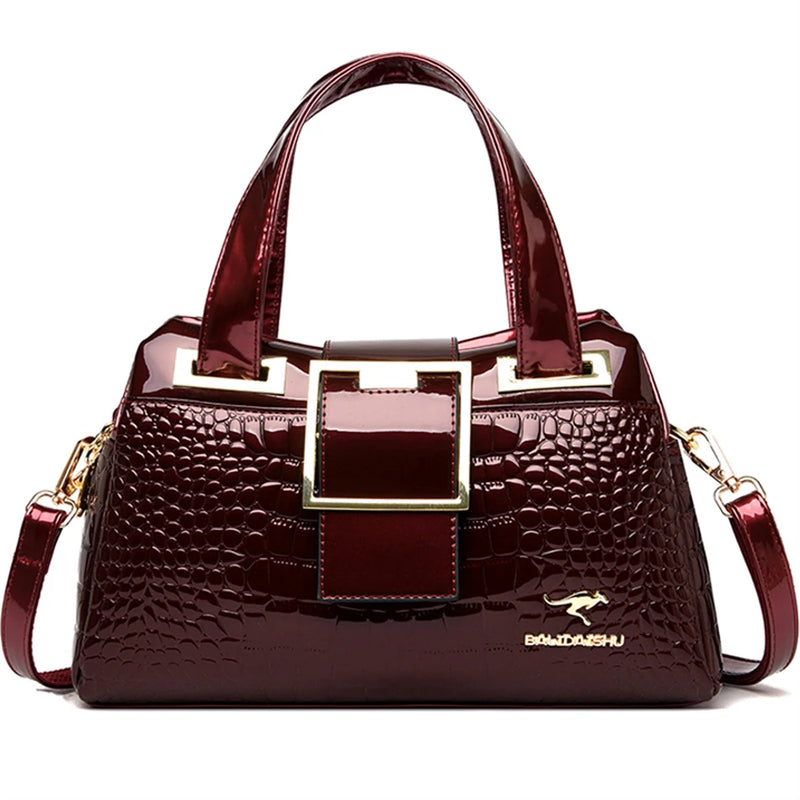 2 Layer Large Capacity Tote Bag Luxury Handbags Women Bags Designer Crocodile Pattern Ladies Boston Shoulder Bag High Quality