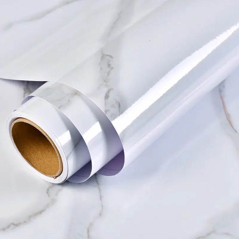 Marble Wallpaper Oilproof Waterproof Wall Sticker Vinyl Self Adhesive Kitchen Stove Cabinet Home Decorative Sticky Paper Decal