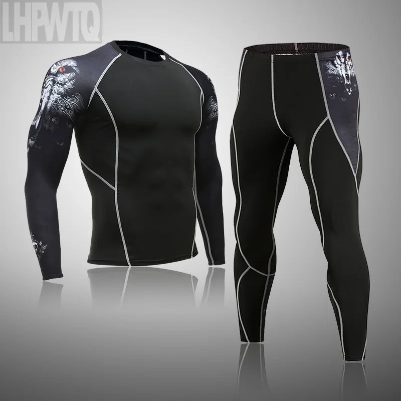 Men's Thermal Underwear Set MMA Tactics Fitness Leggings Base Compression Sports Suit Underwear Long Johns Men Clothing Brand