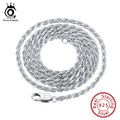 ORSA JEWELS Genuine 925 Sterling Silver Rope Chain Necklace Unisex 1mm 2mm 3mm Italian Twist Rope Chain Choker Gift 40-60cm SC29