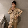 Solid Color Sleepwear Silk Satin Pajamas Couple Set Long Button-Down Pyjamas Suit Pijama Women Men Loungewear Plus Size Pj Set