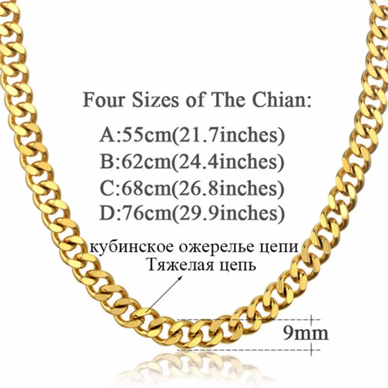 Hiphop Heavy Cuban Link Chains Necklaces Male Gold Color Stainless Steel Long Neck Necklace For Men Women Jewelry 2023 Collares