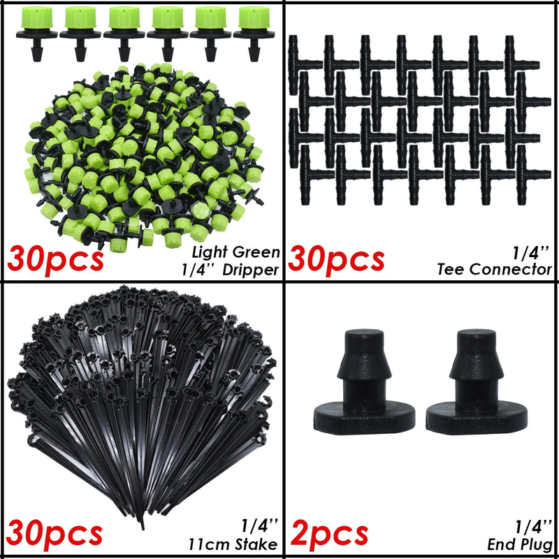 KESLA Garden Drip Irrigation Kit for 4/7mm 1/4'' Hose Automatic Watering Sprinkler Dripper Tee Connector Misting Cooling System