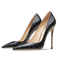 Heels For Women Real Leather Pumps Crocodile Pattern Luxury Black Women's Shoes Pointed Toe High Heels Ladies Prom Shoes Women