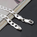 925 Sterling Silver Color Bracelet Sideways Silver Bracelet 6MM8MM10MM Bracelet Men&Women Jewelry