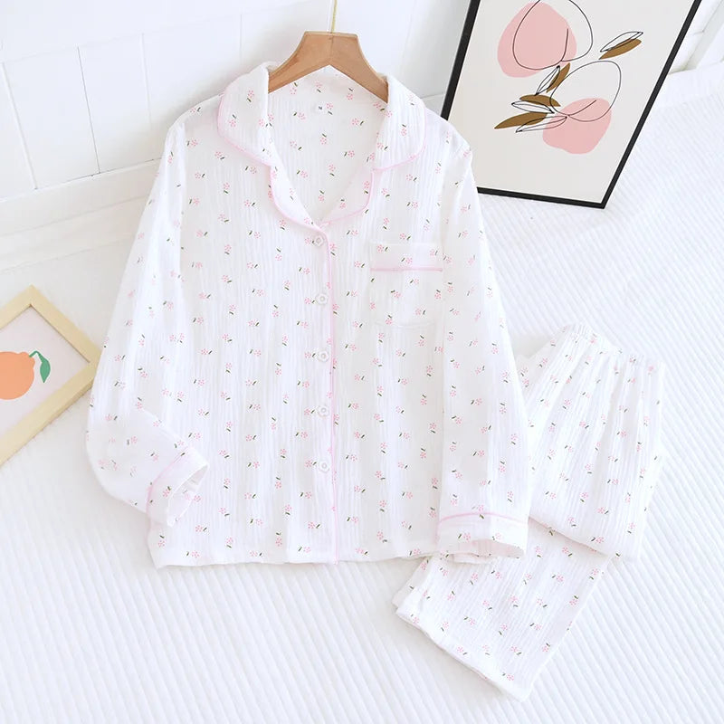 Fdfklak Spring Fall Full Sleeve Homewear Loose Pajama Set | SAMAG
