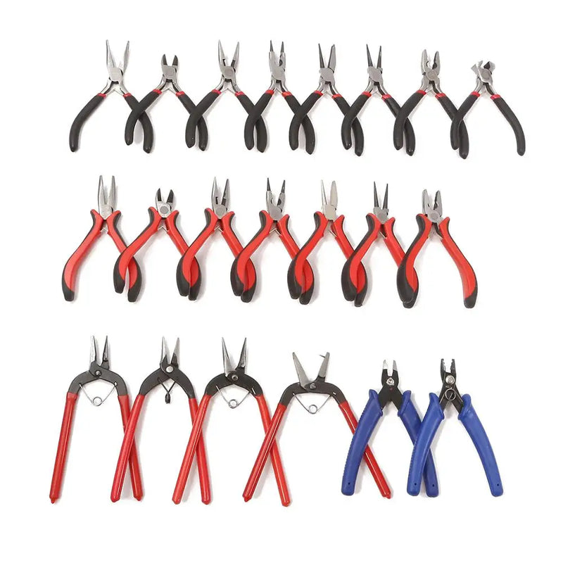 Mini Pliers Tools Set for Jewelry Making Beading round Flat Long Needle Nose Cutting Wire Complete Beading Jewelry Equipment Kit