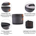 Widesea Camping Pot 1.3L 2.3L Cookware Outdoor Cooking Kettle Set Heat Cooker Travel Tableware Tourist Kitchen Utensil Equipment