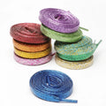 1 cm Width Colorful Lurex Shoelaces Trendy Bright Colorful Fall Winter Shoelaces Sneaker White Casual Sports Leather Shoes Laces