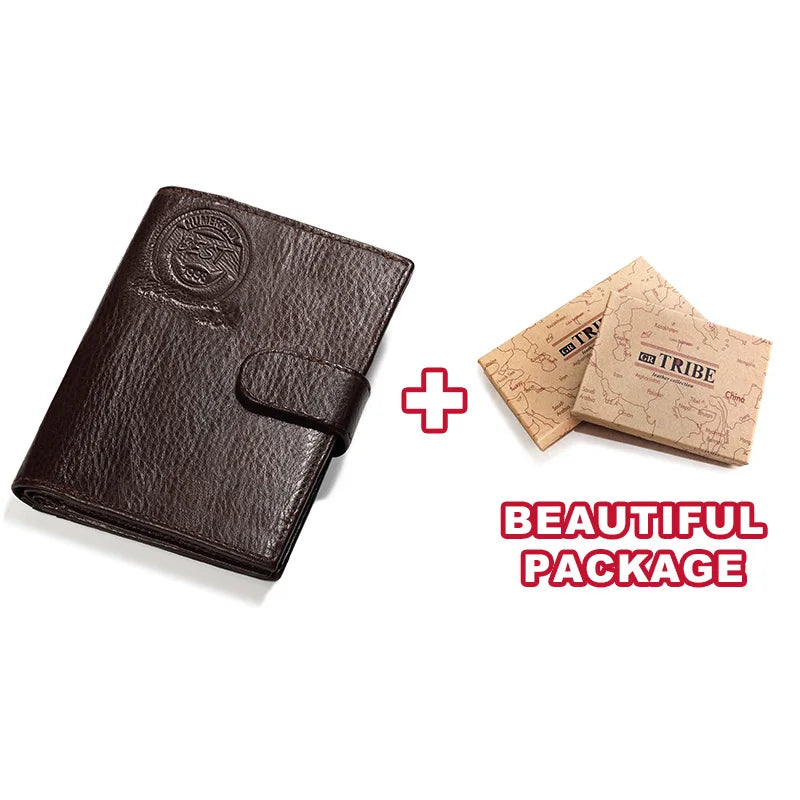 KAVIS Genuine Leather Wallet Men Passport Holder Coin Purse Magic Walet PORTFOLIO MAN Portomonee Mini Vallet Passport Cover