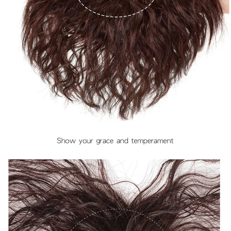 XIYUE Natural Black Brown Hair Topper With Bangs Clip In Hair Extensions Hairpieces Heat Resistant Fiber For Women