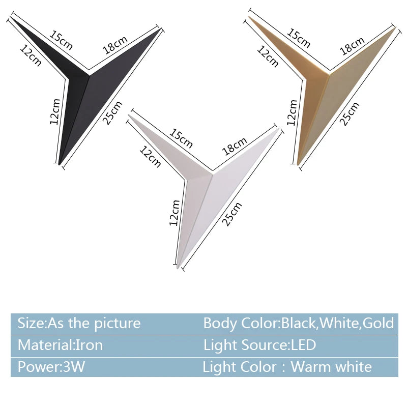 Creative Triangle Wall Lamp Nordic Led Wall Light Living Room Background Bedside Lamps Stairs Indoor Bra Wall Sconce Lighting