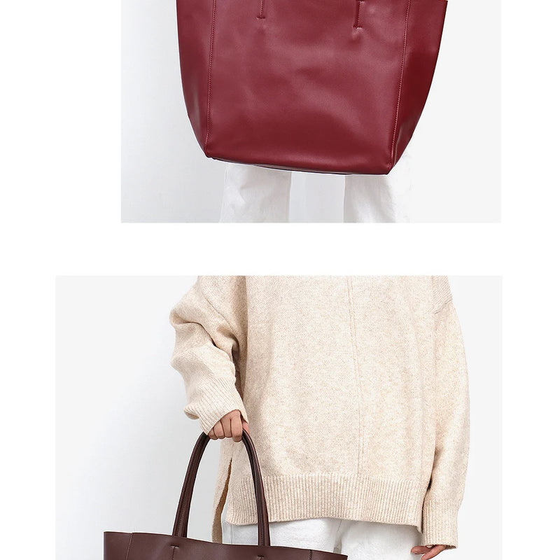 SC Luxury Brand Cow Leather Tote Bags Designer Cowhide Handbags Women Shoulder Bags Fashion Female Large Capacity Liner Bag