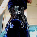 Annzley 20CM Black Leather Underbust Corset Waist Cincher Korsett For Training Orthopedic Corset