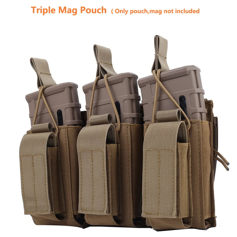 Tactical Molle Magazine Pouch Tactical Pouch Single/Double/Triple Rifle Pistol Mag Pouch 2-Layer Cartridge Holder for M4 M14 M16