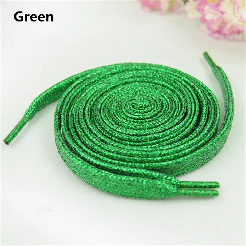 1 cm Width Colorful Lurex Shoelaces Trendy Bright Colorful Fall Winter Shoelaces Sneaker White Casual Sports Leather Shoes Laces