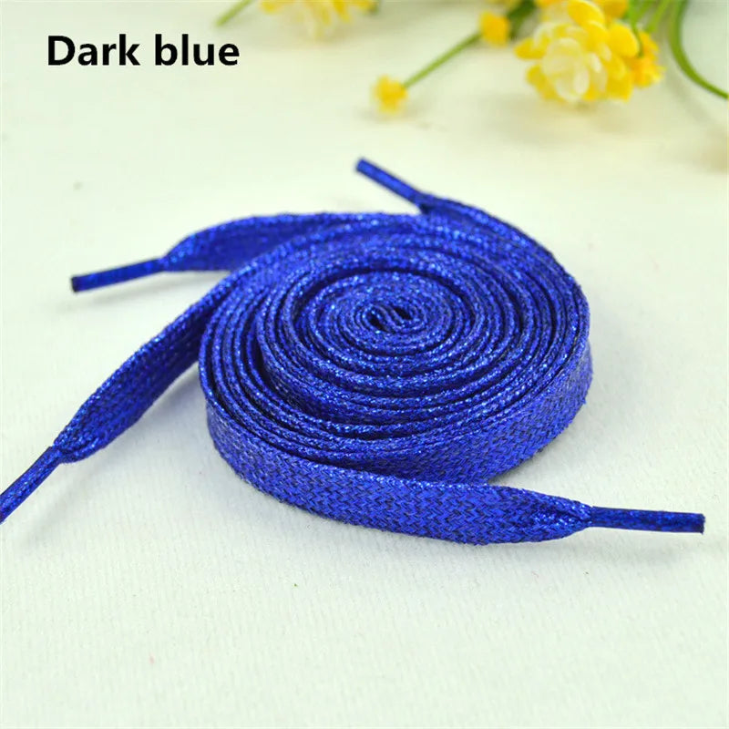 1 cm Width Colorful Lurex Shoelaces Trendy Bright Colorful Fall Winter Shoelaces Sneaker White Casual Sports Leather Shoes Laces