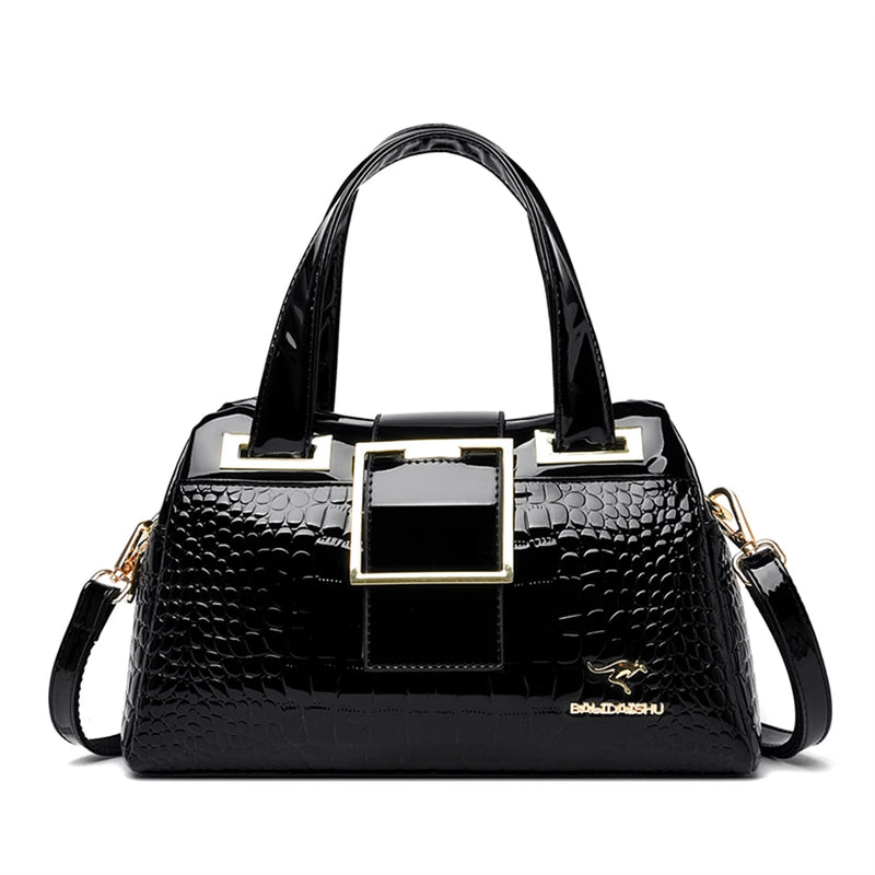 2 Layer Large Capacity Tote Bag Luxury Handbags Women Bags Designer Crocodile Pattern Ladies Boston Shoulder Bag High Quality