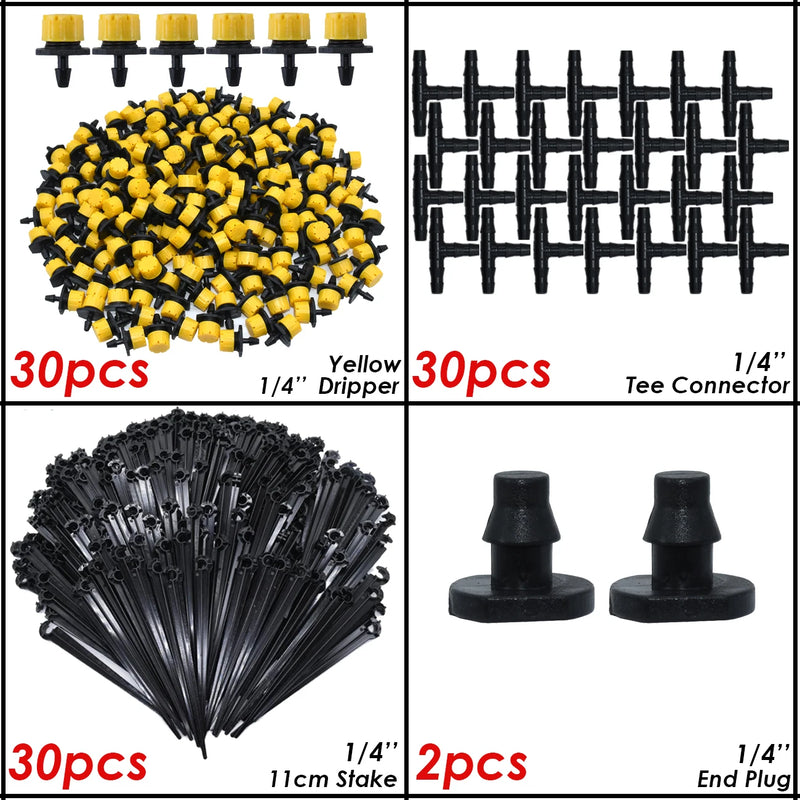 KESLA Garden Drip Irrigation Kit for 4/7mm 1/4'' Hose Automatic Watering Sprinkler Dripper Tee Connector Misting Cooling System