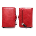 RFID Business Credit Card Holder Men Multifunction Automatic Aluminium Alloy Leather Cards Case Mini Wallet Slim Coin Purse