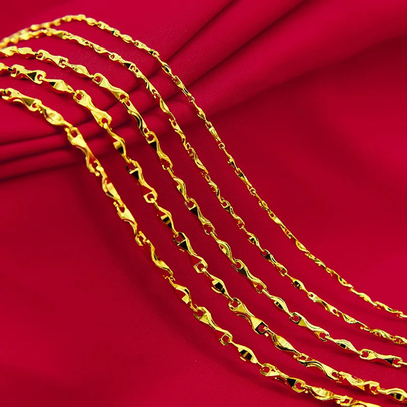Real 18K Gold Necklace for Women Men Fine Jewelry Pure Chain Genuine Solid for Women Wedding Luxury