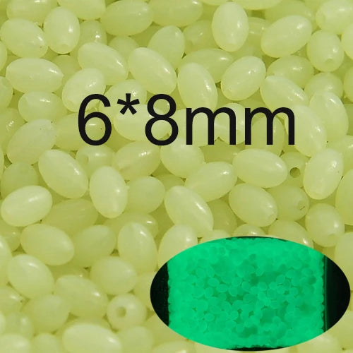INFOF 100-500pcs/lot Soft Egg Beads Fishing Stop Luminous Oval Rubber Stopper Night Fly Fishing Accessories pesca