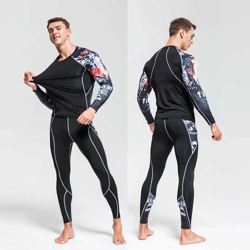 Men's Thermal Underwear Set MMA Tactics Fitness Leggings Base Compression Sports Suit Underwear Long Johns Men Clothing Brand
