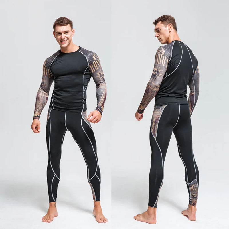 Men's Thermal Underwear Set MMA Tactics Fitness Leggings Base Compression Sports Suit Underwear Long Johns Men Clothing Brand