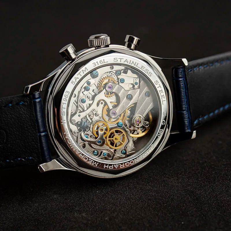 Limited Edition Official Pilot Mechanical Watch Chronograph ST19 Original Military 40MM Men Wristwatch - Visuel 5 | SAMAG