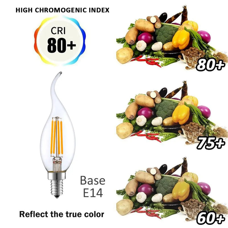 10pcs LED Bulb E14 4W/6W Dimmable Edison Retro Filament Candle Light AC220V C35 Warm/Cold White 360 Degree Energy Saving Lamp