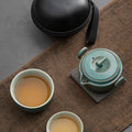 Ceramic Gongfu Travel Tea Set, Gorgeous Chinese Teapot Set with 2 Tea Cups, Portable Carrying Case
