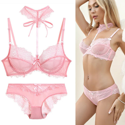 Embroidery Women Bra Sets Lace Push Up Underwear Brief | SAMAG