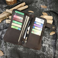 Men's Vintage Crazy Horse Leather Chain Wallet Genuine Leather Bifold Long Wallet Snap Card Holder Purse Zipper Coin Rfid Pocket