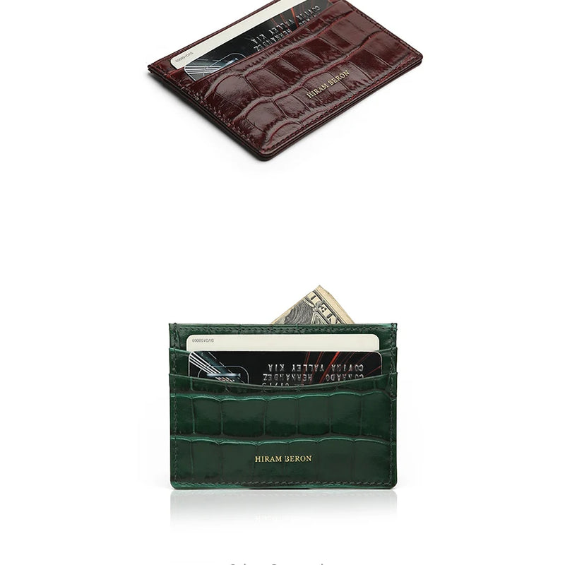 Custom Name Monogram Luxury Genuine Leather Men Wallet Card Holder Crocodile Pattern Gift for Girlfriend Boyfriend Friend Her