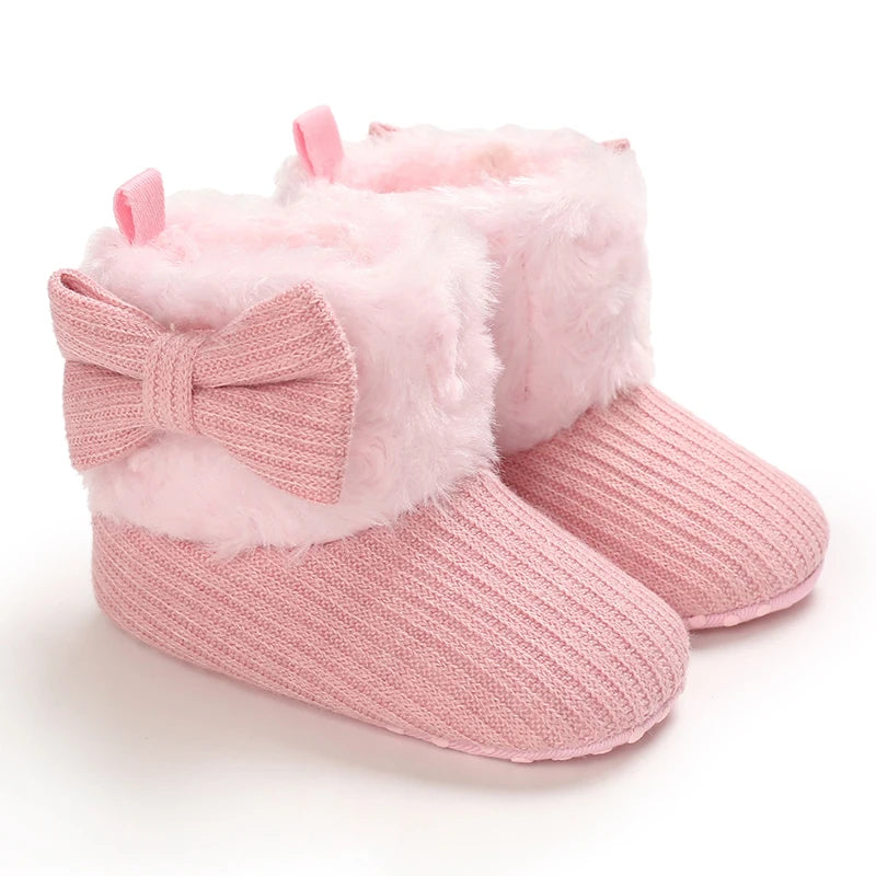 PINK Super Cute Winter Snow Baby Boots Cute Bear Warm Booties For Kids Soft Sole Infant Newborn Toddler Baby Girl Shoes