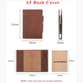 Retro Genuine Leather Book Cover Sleeve Protector with Pen Holder Business Notepad Notebook Book Case Office School Supplies