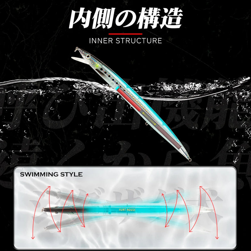 Hunthouse Sandeel Minnow Fishing Lure 143/173/208mm Long | SAMAG