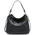 Zency 100% Genuine Leather Elegant Women Shoulder Bag Classic Black Hobos Roomy Casual Tote Handbag Crossbody Messenger Grey