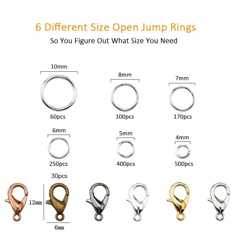 A Set Jewelry Findings Tool Open Jump Rings, Pliers, Lobster Clasps Hooks, Tweezers Making Supplies - Visuel 2 | SAMAG