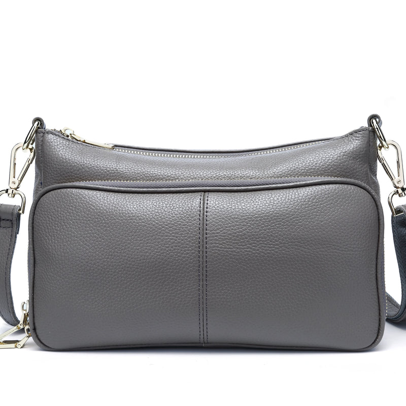 Zency Women's Handbag 100% Genuine Leather Ladies Shoulder Crossbody Messenger Bag Fashion Hobos Black High Quality