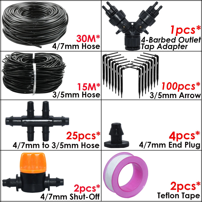 KESLA Garden Automatic Watering Irrigation Kit Elbow Emitter Drip System 4/7MM to 3/5MM Hose for Bonsai Potted Flower Greenhouse