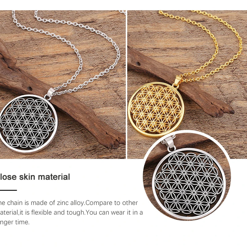 My Shape Flower of Life Mandala Necklace for Women Pendant Sacred Geometry Aesthetic Choker Fashion Jewelry Gifts Link Chain