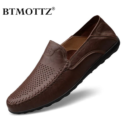 Genuine Leather Men Casual Shoes Luxury Brand Summer | SAMAG